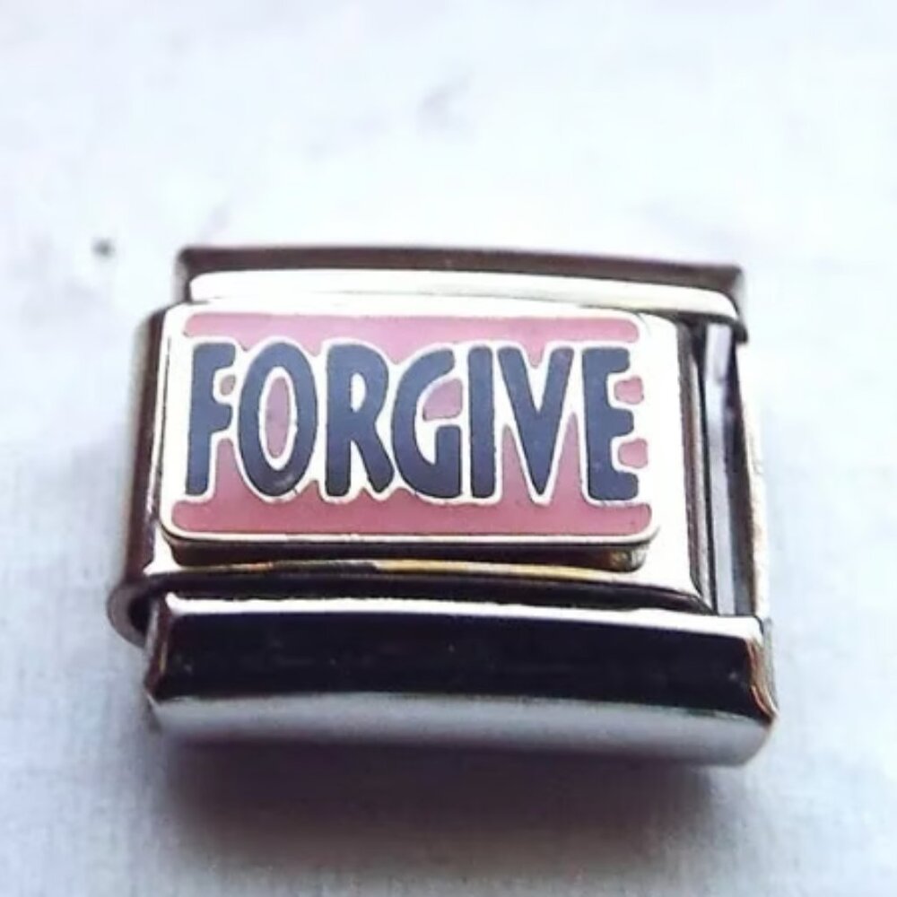 Forgive on pink enamel 9mm stainless steel italian charm bracelet link new
